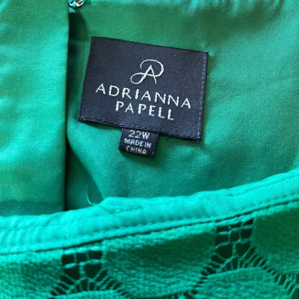 Adrianna Papell Green Circle Lace Shift Dress 22W Plus Size Short Sleeve Zipper - Picture 3 of 7